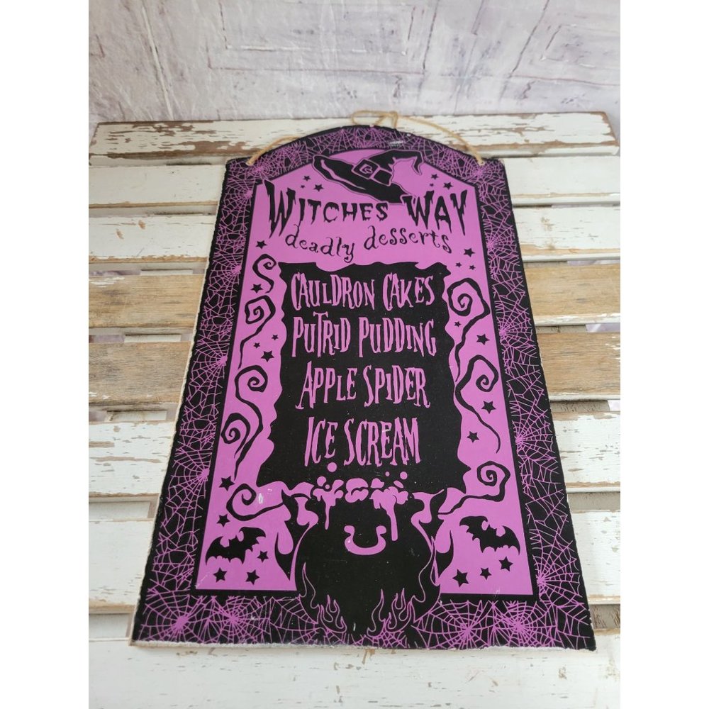 Witches Halloween sign cardboard home‎ decor purple sign